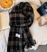 Retro plaid Japanese and Korean atmosphere plaid scarf women's plaid series contrasting color warm shawl student scarf