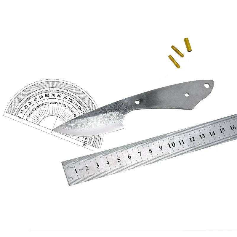 Multipurpose DIY Damascus Steel Blade Blank Semi-Finished Product For Handmade Fruit Small Straight Knife Making