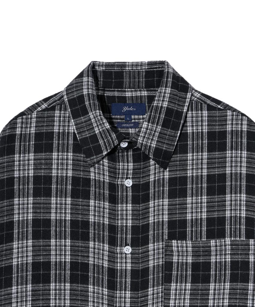 YALE Flannel Vintage Oversized Check Shirt_Black