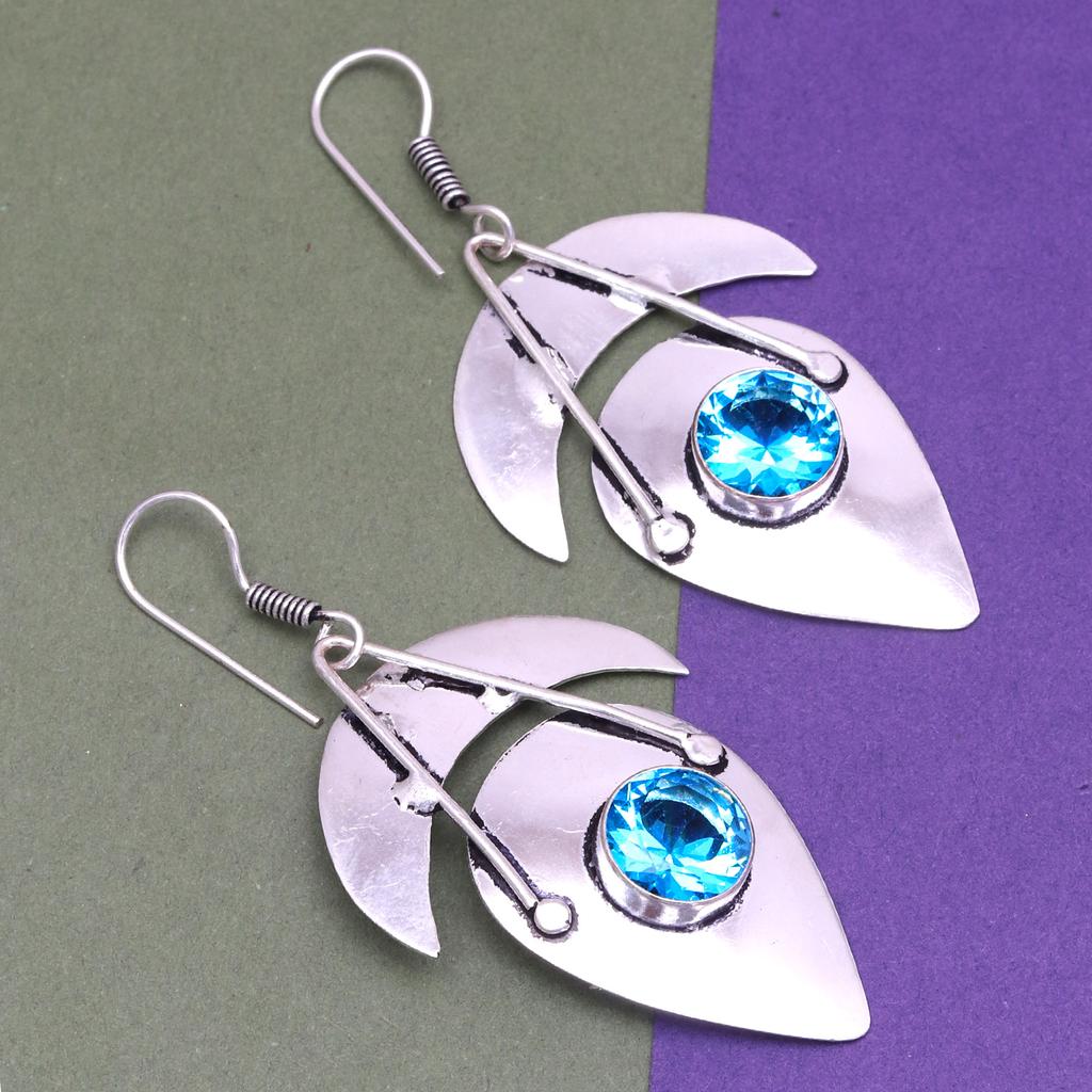925 Silver Blue London Topaz Sterling Gemstone Earring Earrings Jewelry