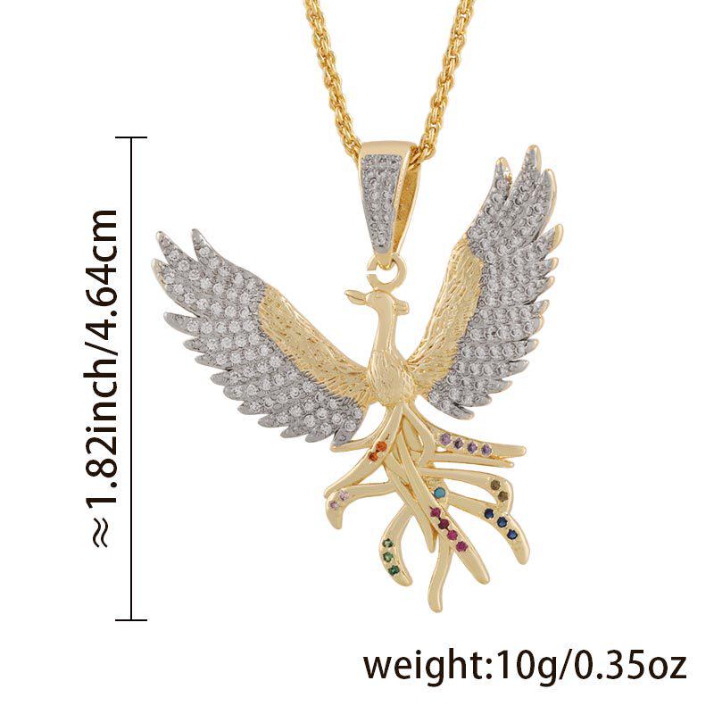 Daixi Two-tone Hip Hop Zircon Phoenix Pendant Necklace