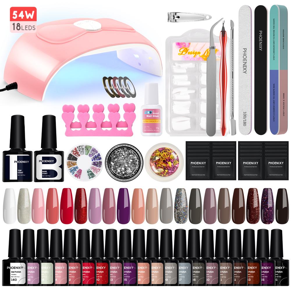 PHOENIXY Gel Nail Polish Kit with U V Light 20 Colors Gel Polish Nail Kit Soak Off Gel Nail Set Manicure Tools Nail Gel Kit Gifts for Women