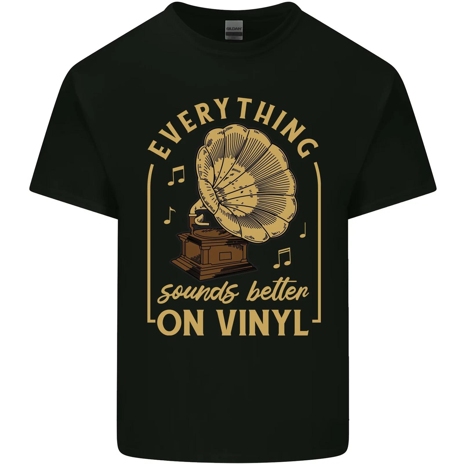 Music Sounds Better on Vinyl Records LP DJ Kids T-Shirt Childrens L