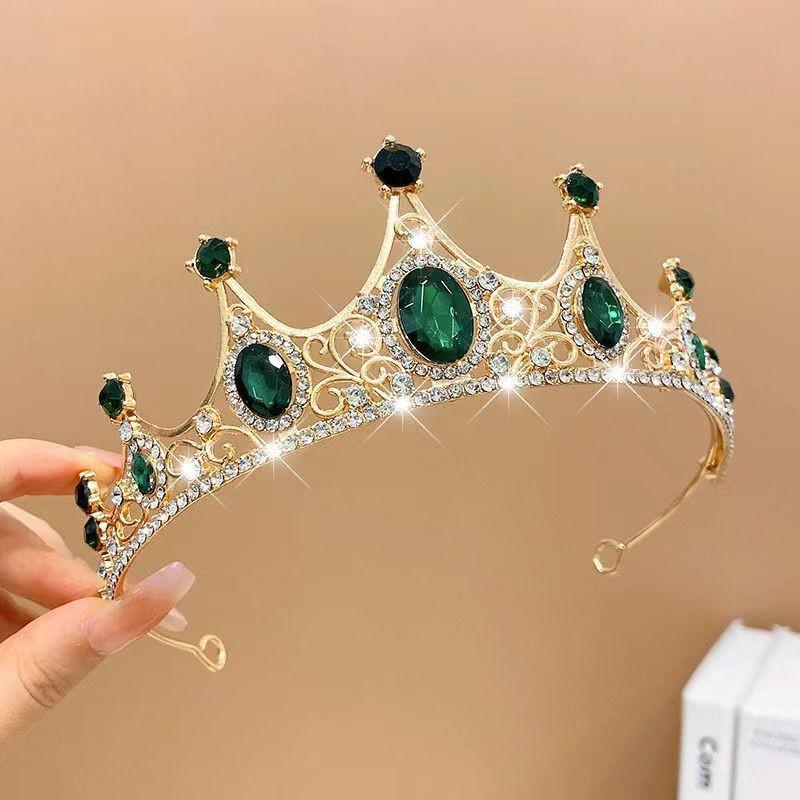 Retro Crown Baroque Bride Crown Tiara Princess Stage Performance Headband Birthday Girl Tiara Hair Accessories