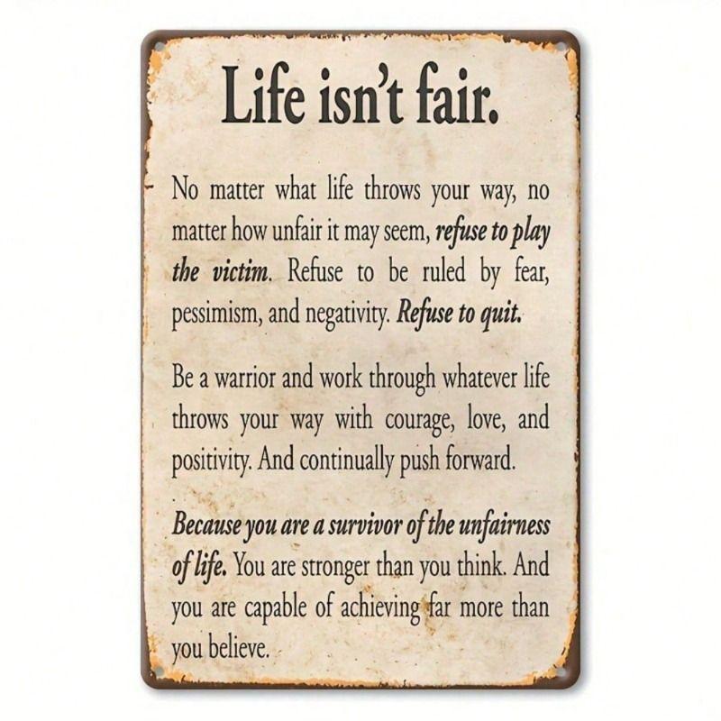 Metal Poster Life Is Not Fair Vintage Wall Art Garage Decor 8x12 Inch