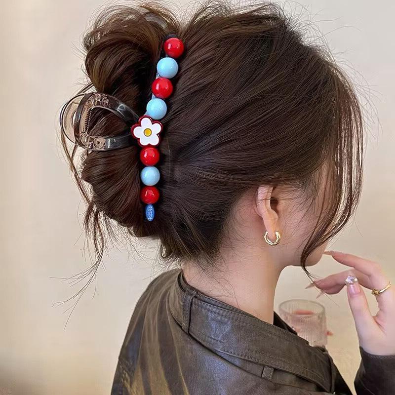 Iridescent Flower Hair Claw Clip for Women - Elegant Korean Style Bun Accessory 2026