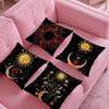 Sun Moon Mandala Series Pattern Pillow Case Anti-Dustmite Pillow Invisible Zipper Silky Short Plush Sofa Cushion Cover