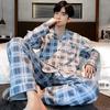 Men Pajama Sets Cotton Pijama Turn-down Collar Sleepwear Long Sleeve Spring Nightwear Male 2 Pieces Set Homewear