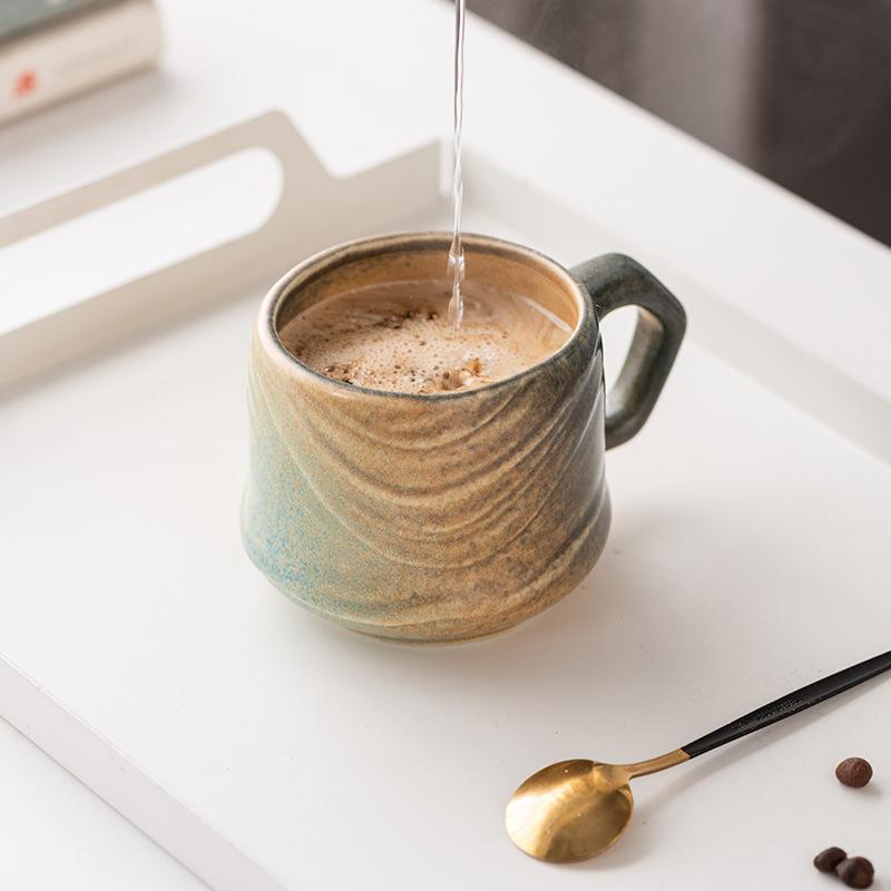 Retro Keramiktasse Ofenbrand Hochwertige Kaffeetasse Kreative Grobkeramik Latte-Tasse Becher