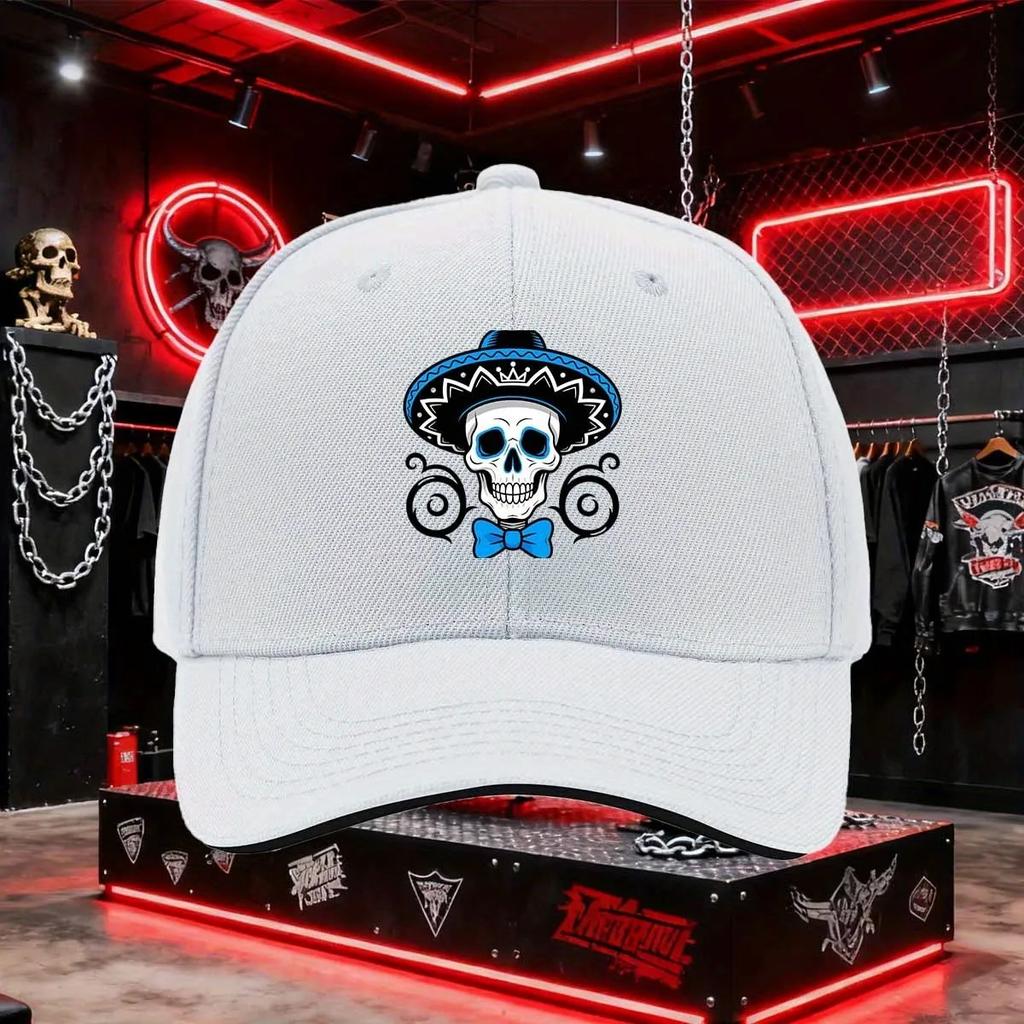 Day Of The Dead Mariachi Skull Baseball Cap Polyester Adjustable Casual Snapback Hat Unisex