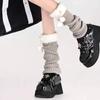 Japanese Lolita Lamb Wool Leg Warmers with Pompoms - Cozy Retro Autumn/Winter Scrunch Socks for Women