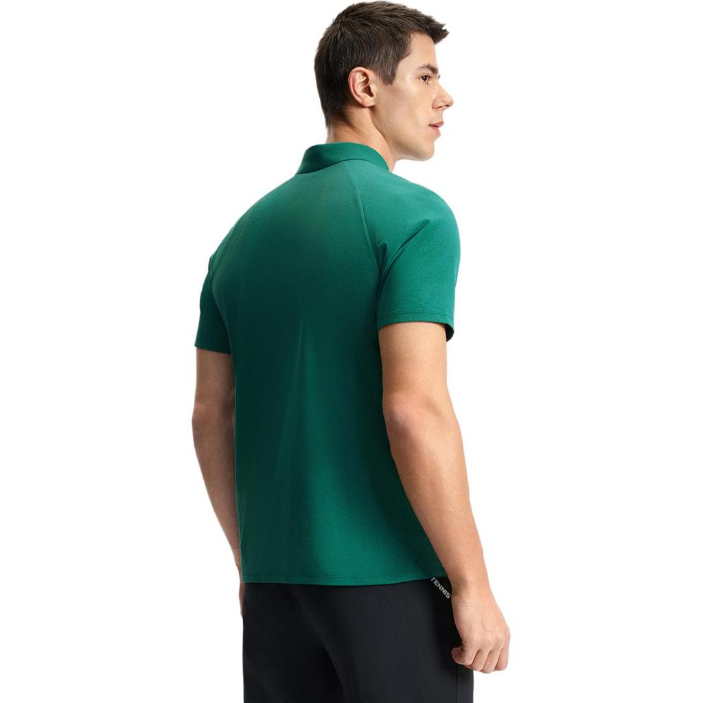 Fila Tennis Series Brand Logo Sun Protection Knitted Short Sleeve Polo Shirt Men Tops Deep-Iron-Green A11M523103F-GN