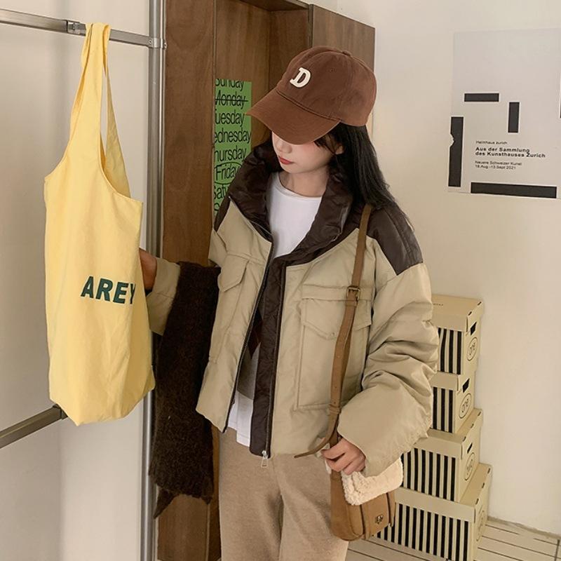 New cotton-padded clothes women s winter short loose thickened small jacket cotton-padded jacket trendy leather jacket cotton-padded clothes S