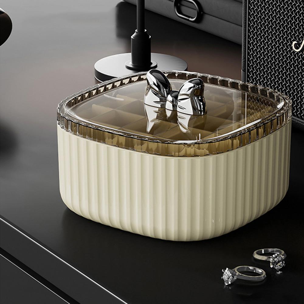 Multi-Compartments Earrings Storage Case Transparent Lid Travel Jewelry Holder  Rings