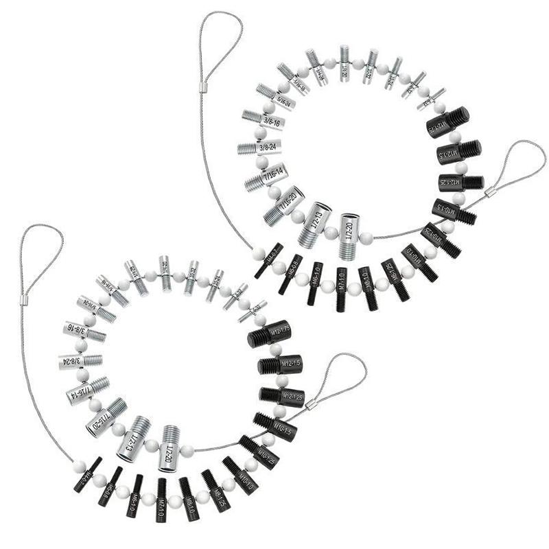 

26Pcs Nut And Bolt Thread Checker Set Inch And Metric Size Universal Thread Checker Precise Lightweight Thread Measuring Tools
