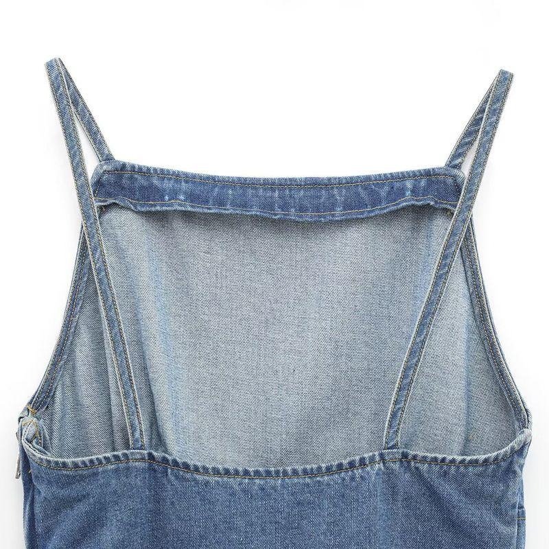 Kaslead New Arrival Women's Clothing Fashion Style Camisole Straight Collar Open Back Denim Tops 8197063 400