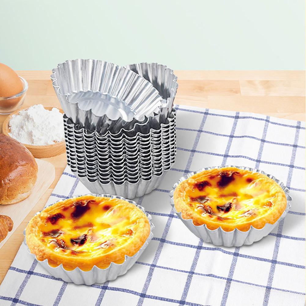 10pcs Aluminum Baking Molds 7.3 X 5 X 2 Cm Egg Tart Cups for Cupcakes Muffins Pies Cookies Chocolates Truffles