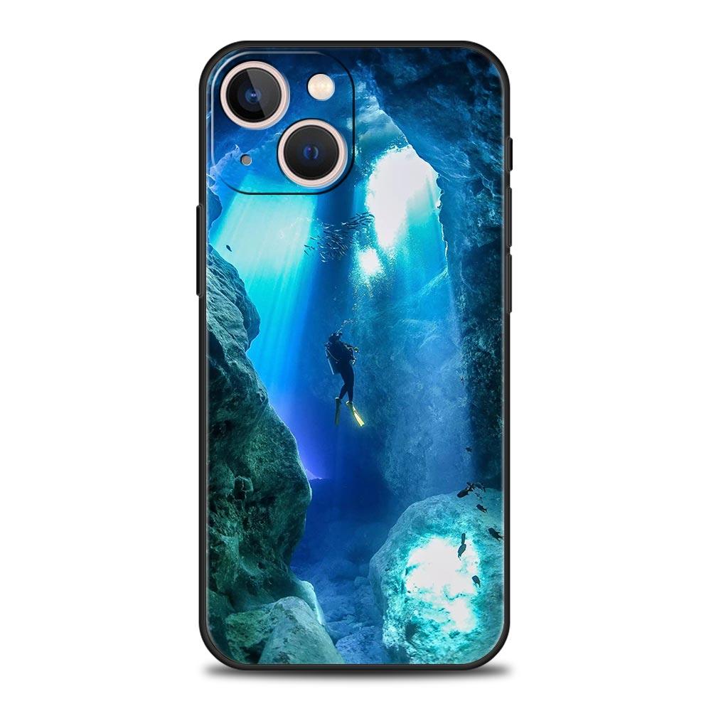 

Phone Case For iPhone 17 16e 15 14 13 12 11 Pro Max SE 7 8 Plus Shell iPhone 16 Soft TPU Cover Scuba Diving iPhone 15 Pro