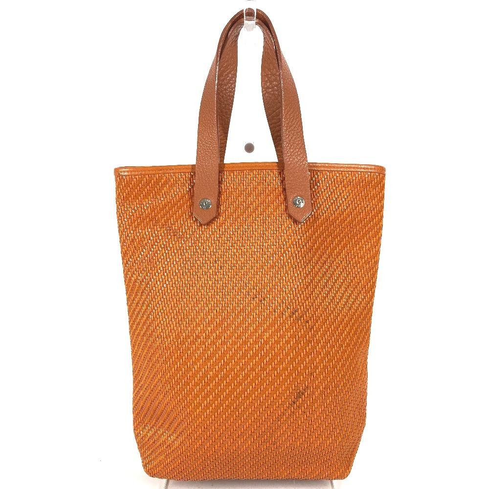 HERMES Amedaba PM Tote Bag Hand Bag Leather/Canvas Orange