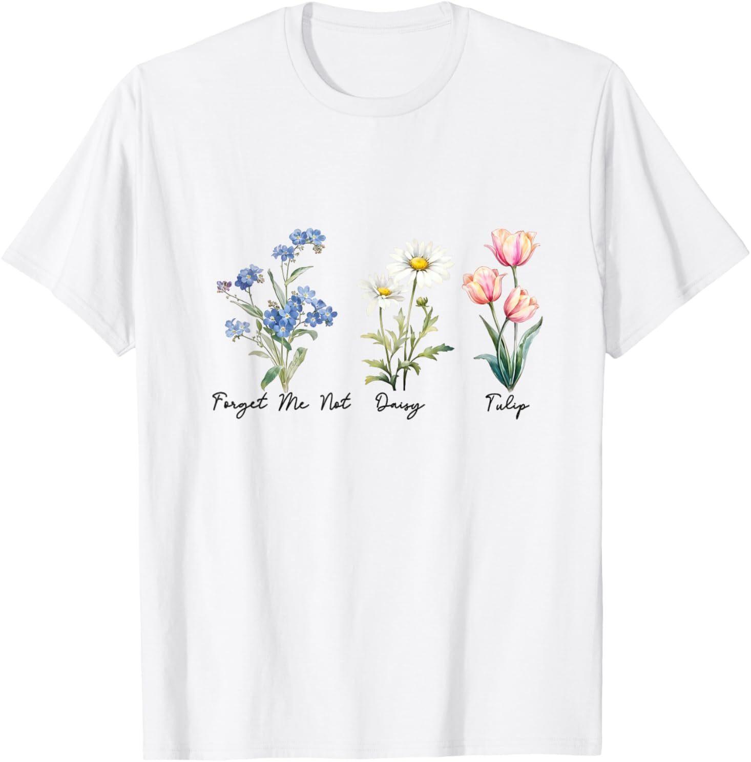 Forget Me Not Daisy Tulip Tee T-Shirt XL