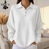 Women's Fashion Casual Spring Autumn Solid Color Print Long Sleeve POLO Neck Blouses & Shirts