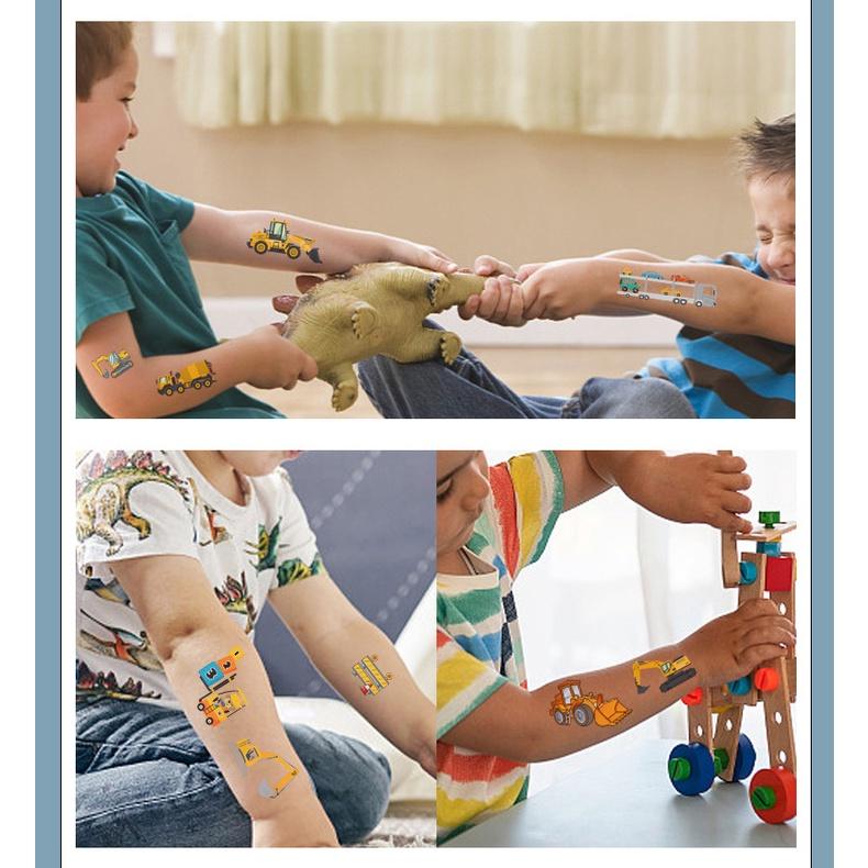 10 Blätter/Set Cartoon Engineering Fahrzeug Bagger LKW Temporäre Tattoo Aufkleber für Kinder Jungen Geburtstag Party Geschenke