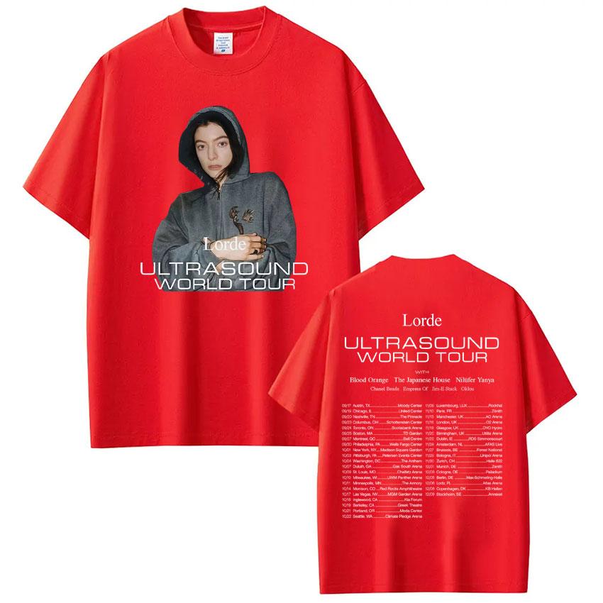 Sommer Lorde Ultraschall Welttournee Lorde Merch Grafik Neu Vielseitig für Damen/Herren 100% Reine Baumwolle Bedrucktes T-Shirt Y2k
