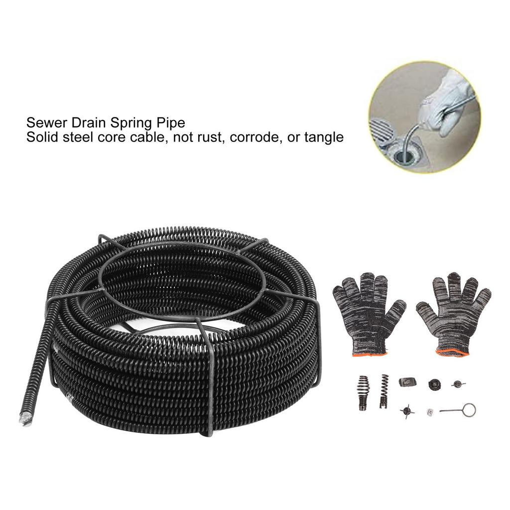 Sewer Cleaning Cable Drain Auger Snake Pipe Dredging Spring Cleaner for Sink Shower Pipes 16mm 30 Meter Sewer Cleaning Cable