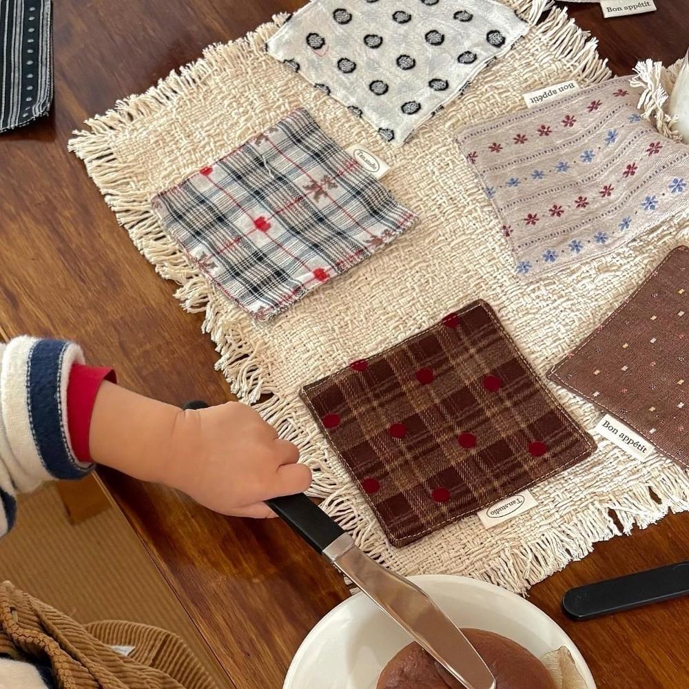 Retro Colored Water Cup Mat Cotton Decorative Fabric Coaster Quilted Placemats Home Decor