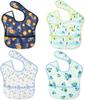 Baby Feeding 3D Waterproof Machine Name Tag Recommended by Childcare for Boys and Girls [Three Mushrooms] Apron, Design, Bib, 4-Pack, Quick-Drying,