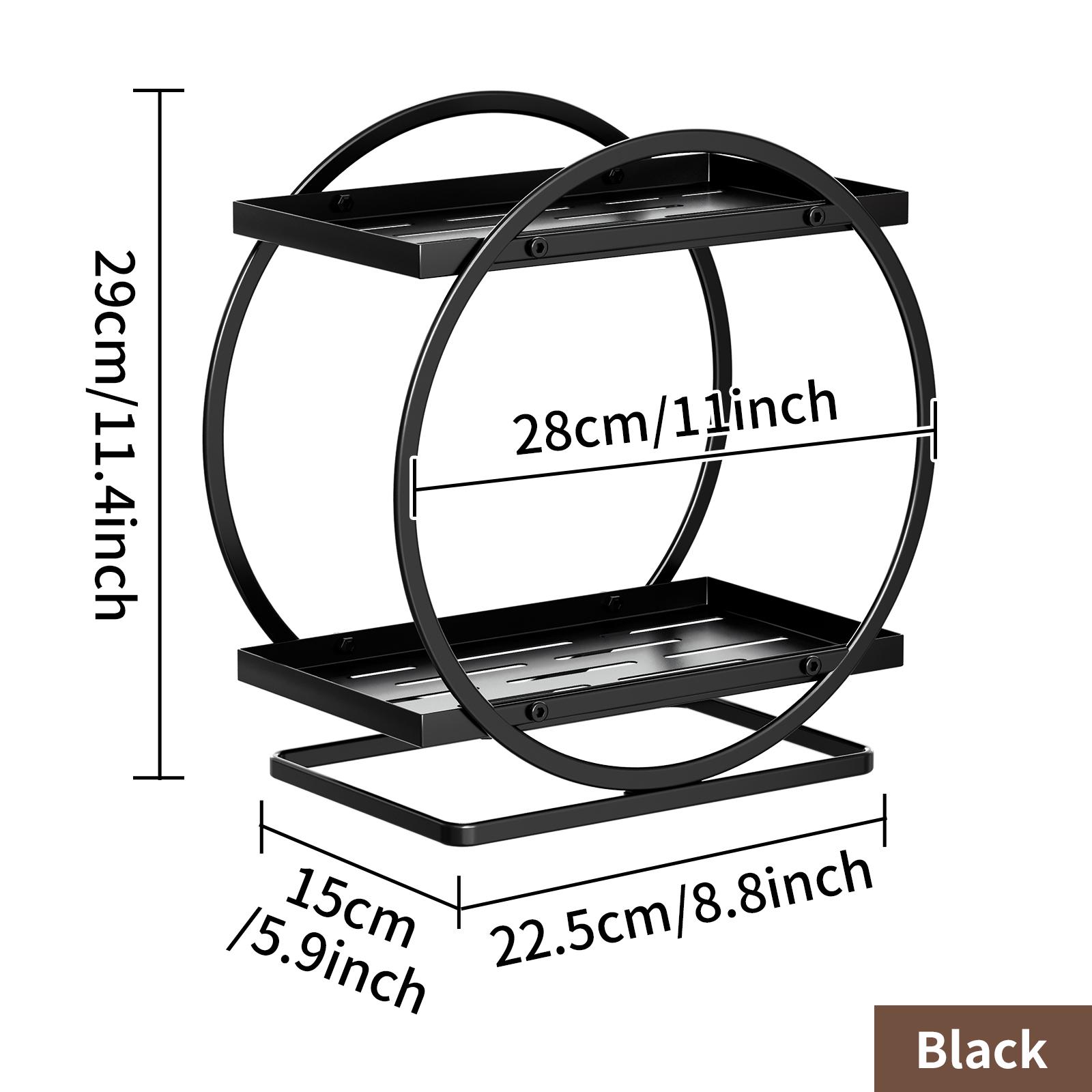 

Органайзер для макияжа для туалетного столика, черно-золотой органайзер для парфюмерии для комода - 2-ярусные органайзеры для ухода за кожей, органайзер для столешницы в ванной комнате, M чёрный