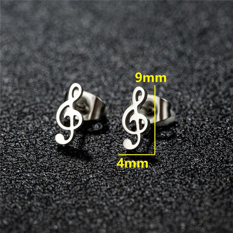 Tiny Star Moon Fashion Stud Earrings for Women Fashion Music Cross Leaf Cup Earings Stainless Steel Jewelry Pendientes Gift
