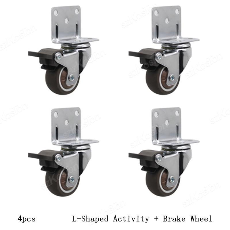 1Pcs L-shaped Furniture Caster 1-1 inch Universal Soft Rubber Wheel For Platform Trolley Chair Accessory Swivel Caster Household
