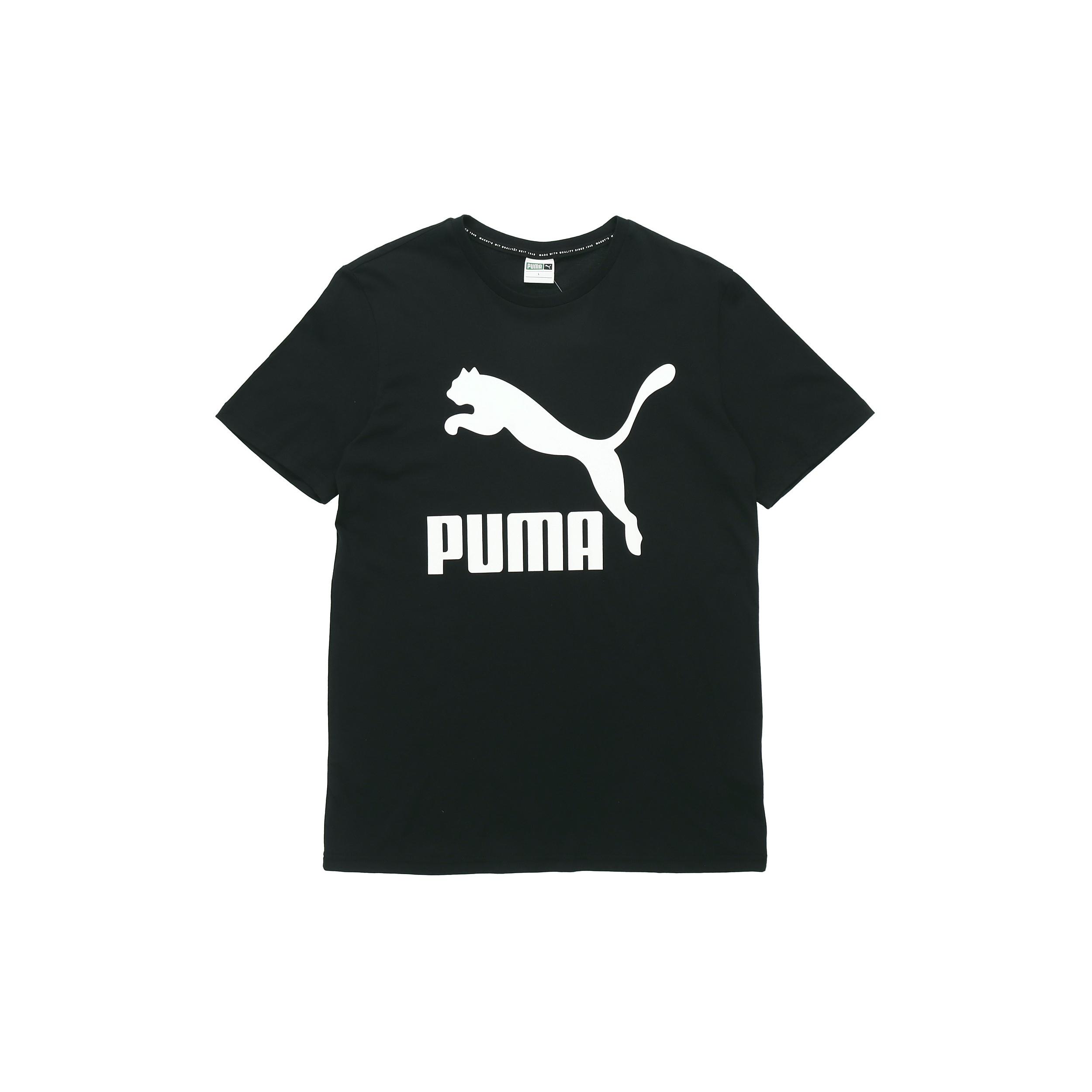PUMA Classics Logo Sports Short Sleeve TEE Black Men s 579405-01 S