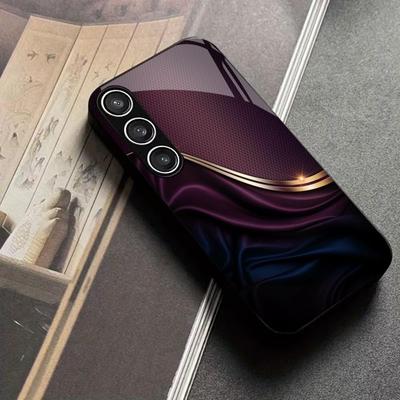 Funda de Teléfono Morada Texturizada Protectora Exquisita de Gama Alta, Funda de Teléfono de Cristal para Samsung Galaxy S26 S25 S24 S23 S22 S21 FE, Ultra, Plus