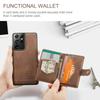 For Samsung Galaxy S21 Ultra 5G Case JEEHOOD J01 Retro Leather Phone Back Cover with Detachable Magnetic Card Holder