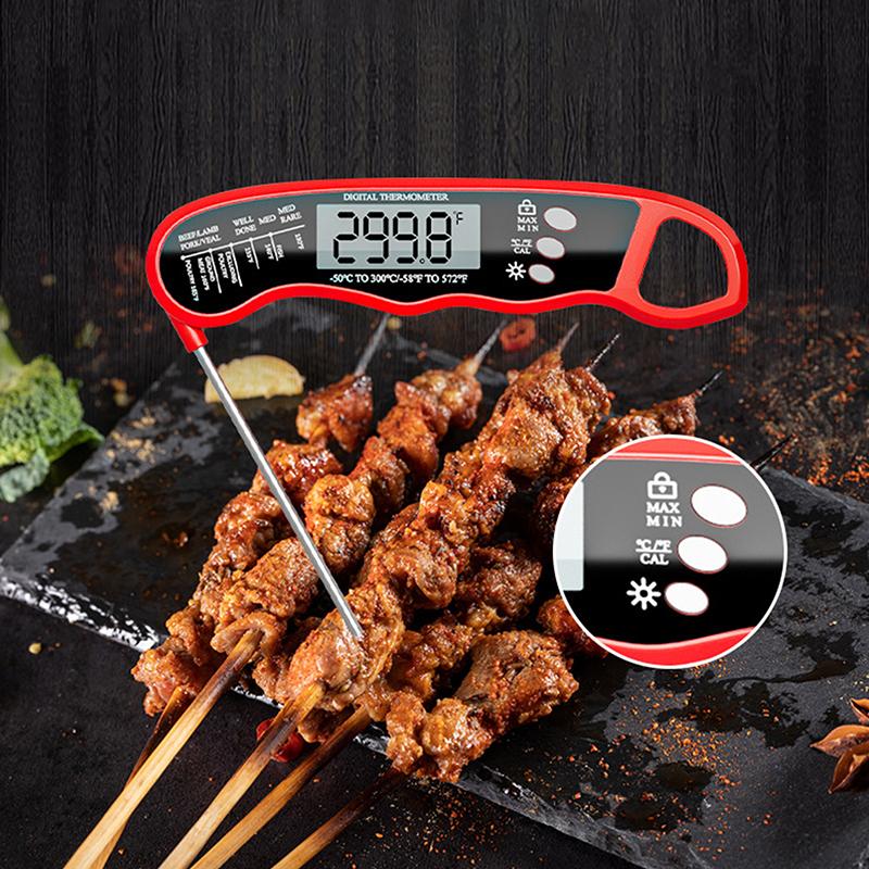 Instant Read Meat Digital Thermometer Waterproof With Backlight & Calibration For Kitchen Outdoor Cooking Bbq Grilling
