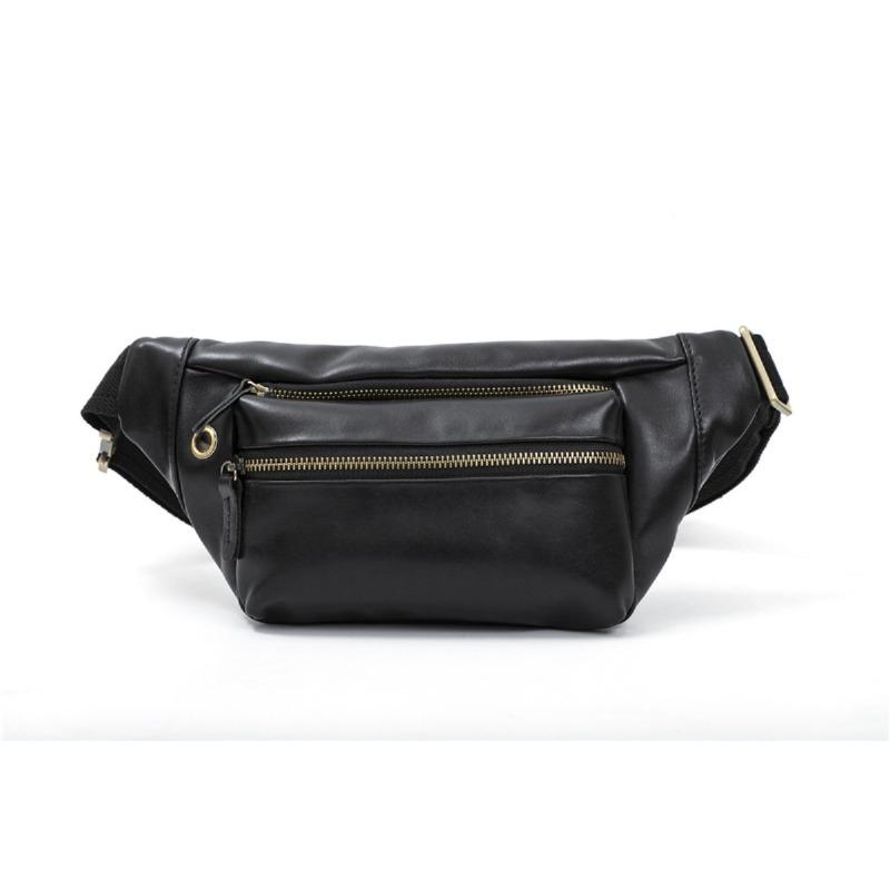 Retro Crazy Horse Leather Men's Waist Bag, European and American Trendy Genuine Leather Men's Bag