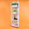 White Hollow Carved 4 Tier Corner Shelf Bookcase Display  Cosmetic Storage Bathroom Shelving