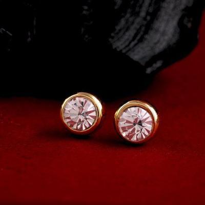 Gold Plated Round Stud Earrings for Women AD