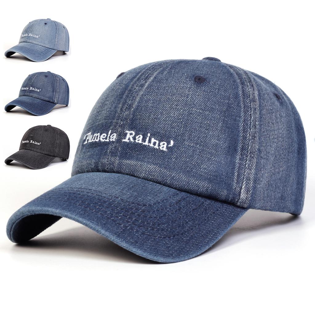 Unisex Pamela Raina Letter Embroidery Wash Baseball Caps Adjustable Casual Hats Spring and Autumn Outdoor Sunscreen Hat