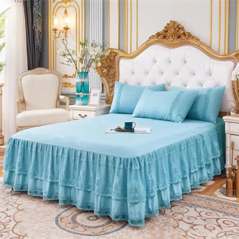 Lace Princess Bedspread Bed Skirt Style Dustproof Decorative Bedspread Big Heming 1.5/1.8/2m Mattress Anti Slip Protective Cover