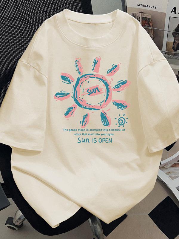 Plus Size Pure Cotton Short Sleeve T-shirt, Women's 2026 Summer Loose Chic, Hong Kong Style