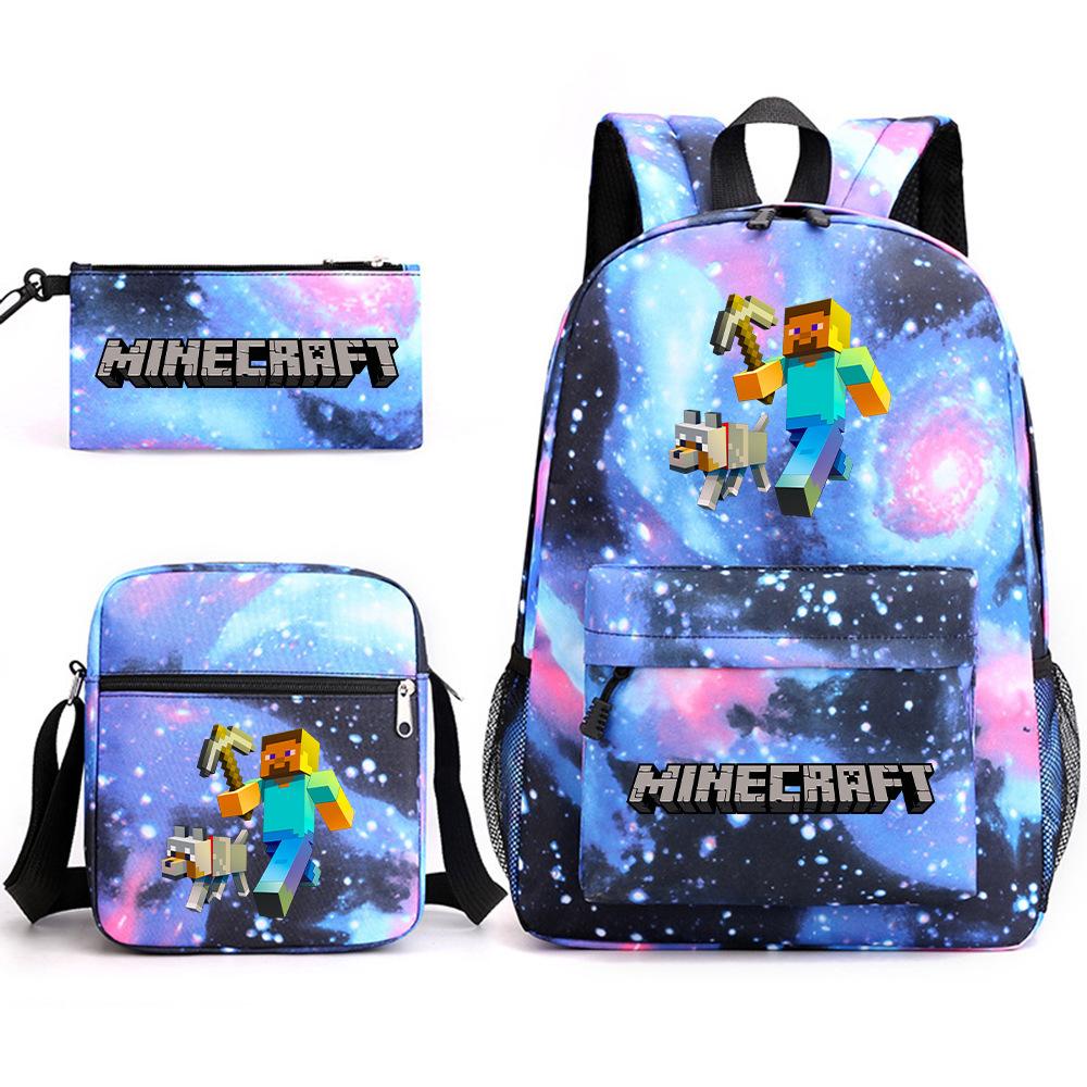 Minecraft Schooltas Game Merchandise Student Grote Capaciteit Print Drie Delige Schooltas Mannen En Vrouwen