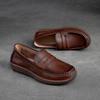 Johnature Scarpe basse da donna in vera pelle retrò fatte a mano Mocassini casual con punta rotonda con suola morbida e poco profonda