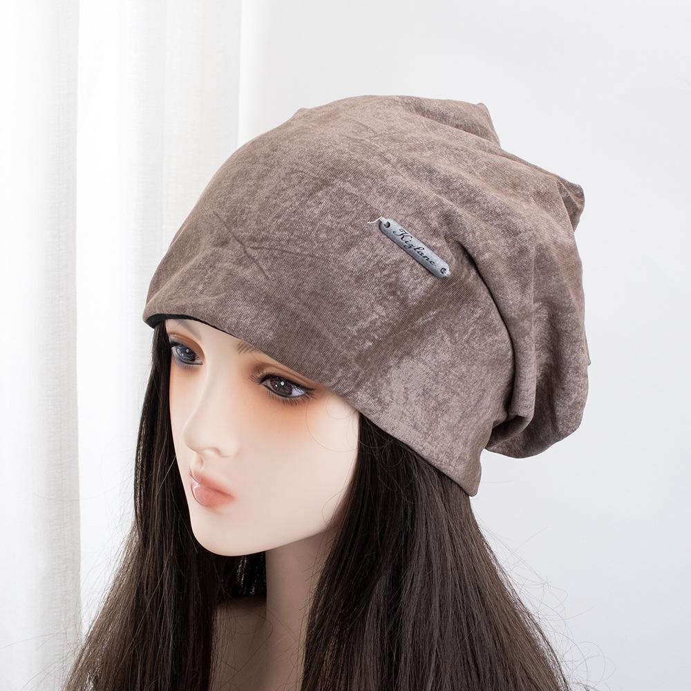 Cold hat big head circumference women's autumn and winter ultra-thin stacking hat new enlarged tie-dye daily miscellaneous bag head hat