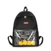 Durable Canvas Womens Backpack With Fun Duck Toy And Transparent School Bag Design