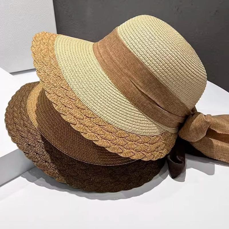 Women's Summer Straw Hat, Seaside Beach Hat, Fisherman Hat, Outdoor Travel Sun Protection Shading Straw Woven Sun Hat