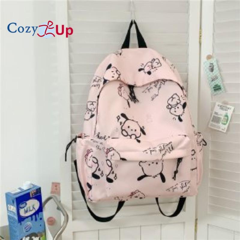 

Женский минималистичный рюкзак с принтом Cosy Up для учащихся средних и старших классов, повседневный рюкзак с граффити 30cm * 14cm * 42cm розовый