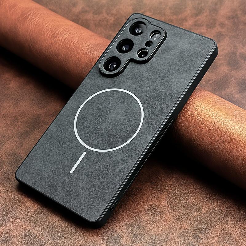Leather Magnetic Phone Case for Samsung Galaxy S26 Ultra S25 S24 Plus S23 S22 S21 FE for Magsafe Lens Protection Cover
